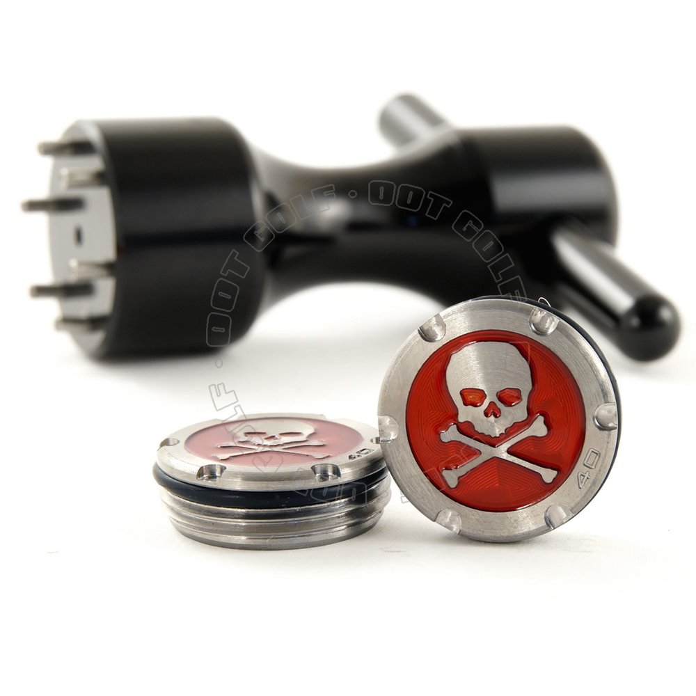 19th Hole Custom Shop 2 of 40g Deluxe Tour Style Weights for Scotty Cameron Putters + Wrench, Skull, Red (Black)