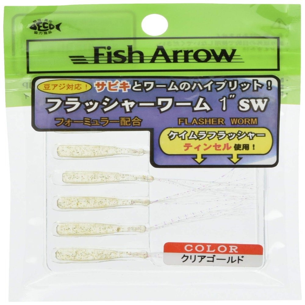 Fish Arrow Flasher Worm 1" Lure, 03 Clear Gold