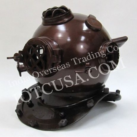 Antique Marine Diving Helmet Replica Mark Us Navy Nautical Copper Finish