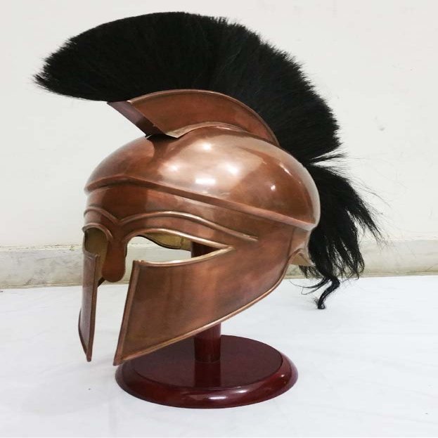 Medieval Roman Spartan Helmet Greek Corinthian Movie Helmet With Black Plume
