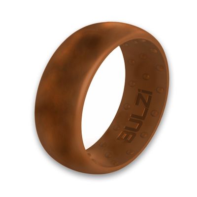 BULZi Wedding Bands, Massaging Comfort Fit Premium Silicone Ring with Airflow, Men's 8mm Classic Dome Design, Breathable Flexible Work Safety Comfort (Teak Size 11)