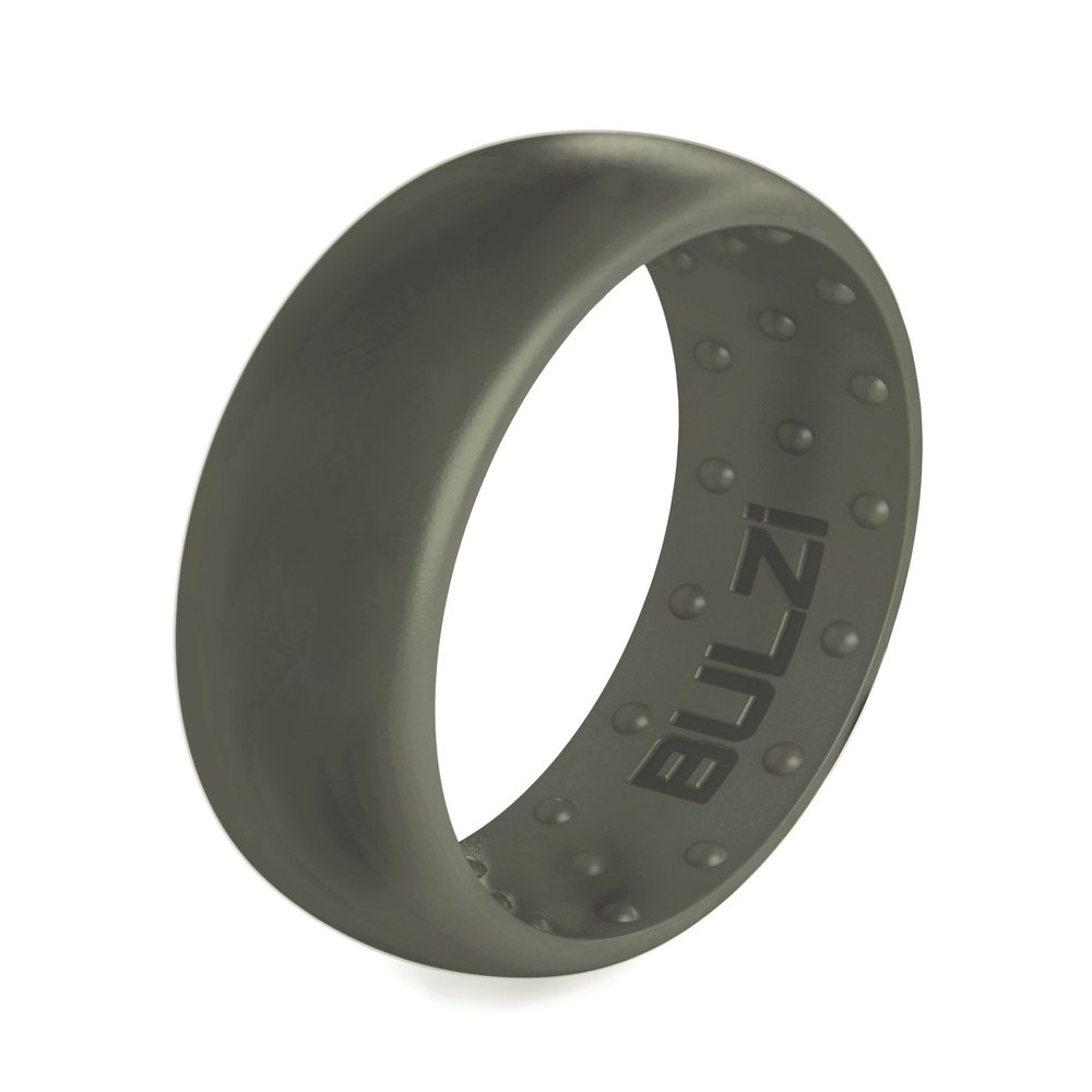 BULZi Wedding Bands, Massaging Comfort Fit Premium Silicone Ring with Airflow, Men's 8mm Classic Dome Design, Breathable Flexible Work Safety Comfort (Sage Size 11)