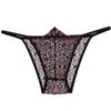 Jaxu Men's Rhombic Lace Bikini Briefs Side Open Underwear See-through See-through Cheeky Briefs M Black view 1