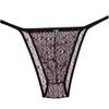 Jaxu Men's Rhombic Lace Bikini Briefs Side Open Underwear See-through See-through Cheeky Briefs M Black view 2