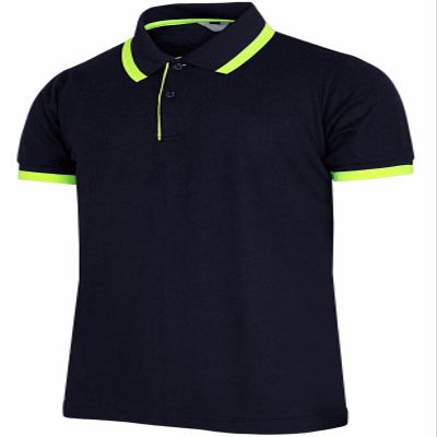 BCPOLO Men's Pique Polo Shirts Short Sleeve Fluorescent Point Polo Shirt Navy-L (Asia-XXL)