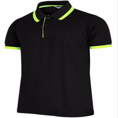 BCPOLO Men's Pique Polo Shirts Short Sleeve Fluorescent Point Polo Shirt Black-L (Asia-XXL)