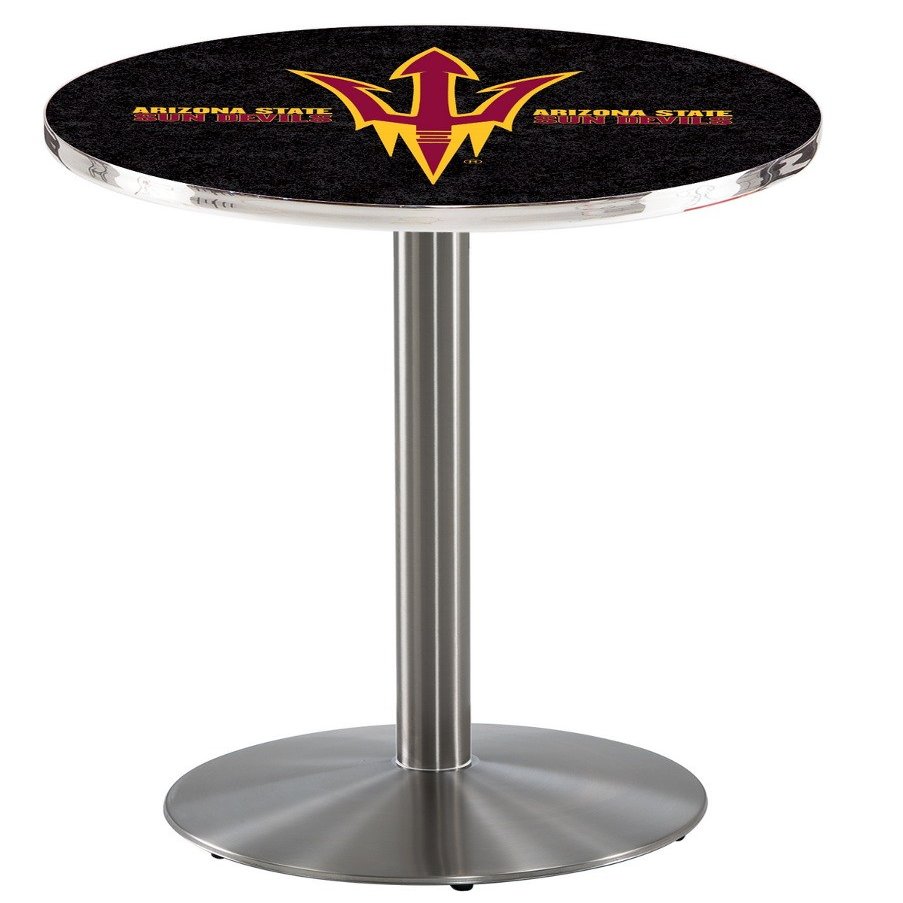 Holland Bar Stool Co. L214-36" Stainless Steel Arizona State Pub Table with Pitchfork Logo