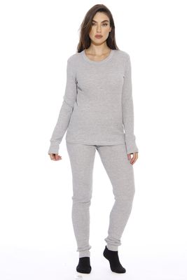 Just Love 95862-Grey-XL Women's Thermal Underwear Pajamas Set Base Layer Thermals