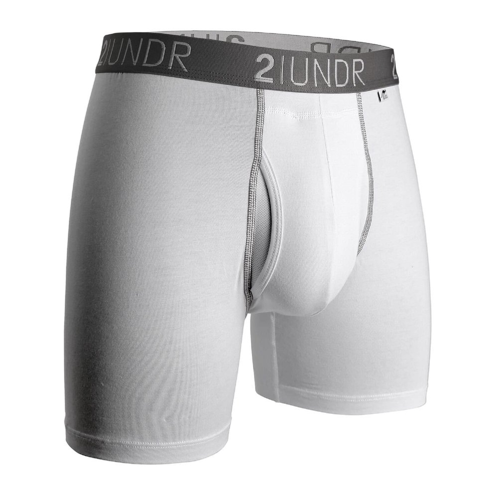 2UNDR Men's Swingshift Boxers,White/Grey,XX-Large