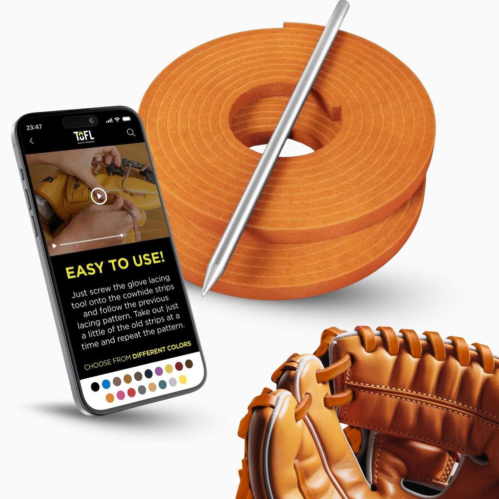 TOFL Baseball and Softball Glove Lacing Needle | Glove and Mitt Repair | Leather Lacing Needle for Crafts and Expanding The Sides of Leather Vests or Hanging PicturesOrange