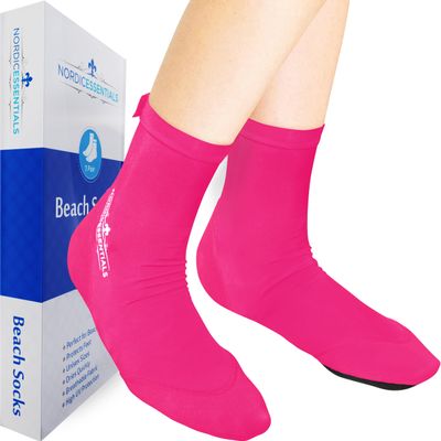 Nordic Essentials Aqua Beach Socks - 1 Pair - for Sand Soccer, Volleyball, Swim, Diving, Snorkel Equipment for Men, Women, Kids, Youth - Neoprene Lycra Waterproof Booties - Sun Protection XS - Pink