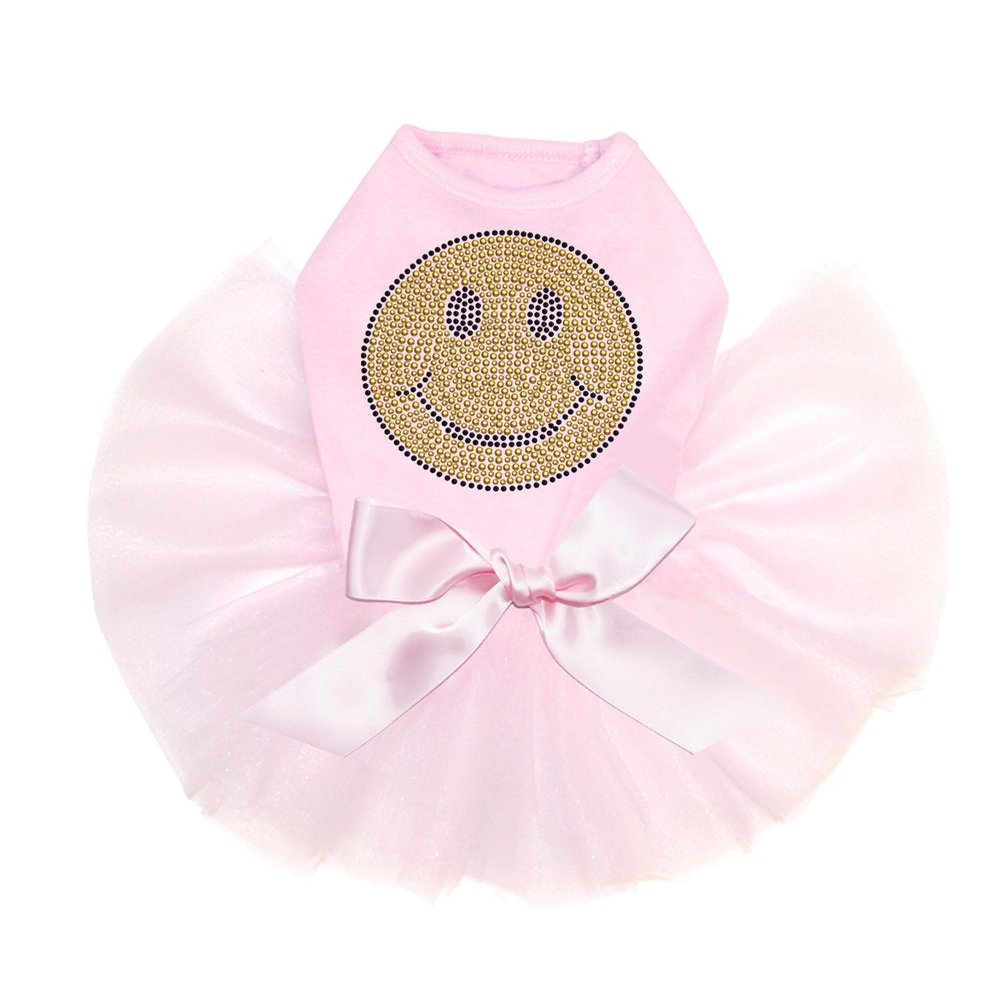 Smilley Face - Bling Rhinestone Dog Tutu Dress, 4XL Pink
