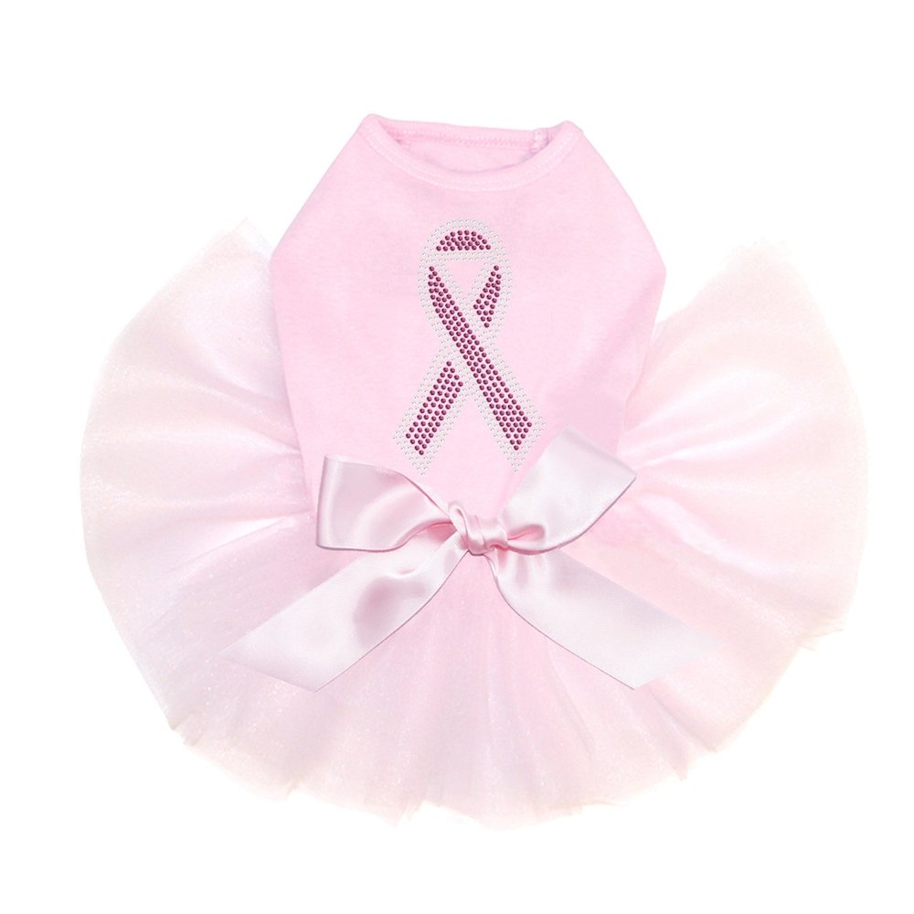 Ribbon (Pink with Clear Rhinestones) - Bling Rhinestone Dog Tutu Dress, S Pink