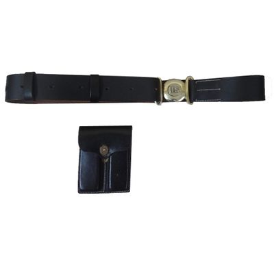 warreplica WWII US Officers Leather Garrison Belt with Pouch Reproduction for Collectors, Historical Display, Reenactment, Military Costume, LARP, Tactical Props, Photography, and Replica Gear
