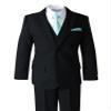 Spring Notion Boys' Satin Zipper Necktie and Handkerchief Set Small Aqua view 4