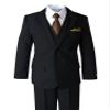 Spring Notion Boys' Satin Zipper Necktie and Handkerchief Set Extra Small Brown view 4
