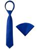 Spring Notion Boys' Satin Zipper Necktie and Handkerchief Set Medium Royal Blue view 1