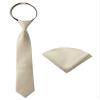 Spring Notion Boys' Satin Zipper Necktie and Handkerchief Set Extra Small Champagne view 1