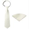 Spring Notion Boys' Satin Zipper Necktie and Handkerchief Set Small Ivory view 1