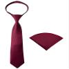 Spring Notion Boys' Satin Zipper Necktie and Handkerchief Set Extra Large Burgundy view 1
