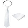 Spring Notion Boys' Satin Zipper Necktie and Handkerchief Set Extra Large White view 1