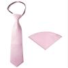 Spring Notion Boys' Satin Zipper Necktie and Handkerchief Set Extra Small Light Pink view 1