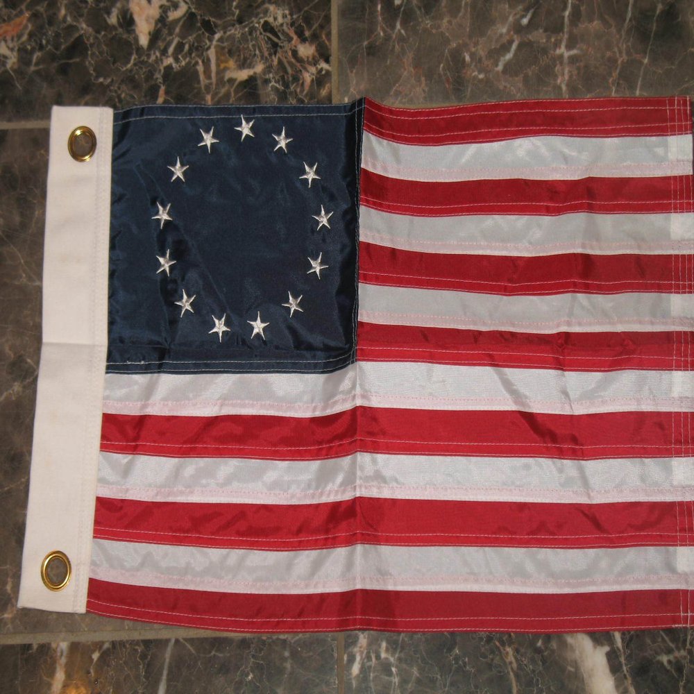 12x18 Embroidered Betsy Ross Solarmax Nylon 2ply Boat Flag 12"x18" Gift set