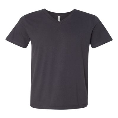 Bella+Canvas Comfortable V-Neck Soft Fitted Jersey T-Shirt, Dark Grey, XX-Large