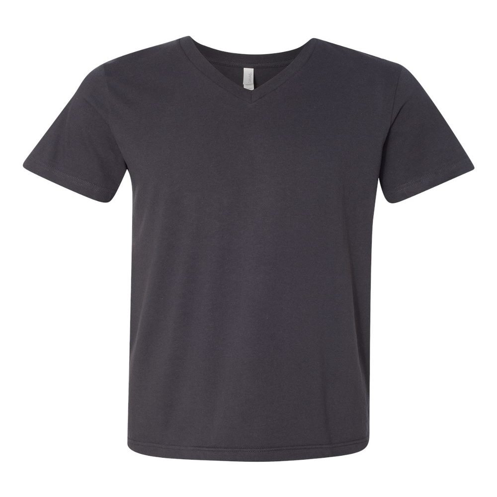 Bella+Canvas Comfortable V-Neck Soft Fitted Jersey T-Shirt, Dark Grey, XX-Large