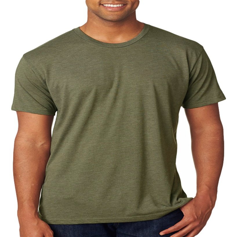 Next Level Men's Rib Collar Tri Blend T-Shirt, Military Green, X-Large