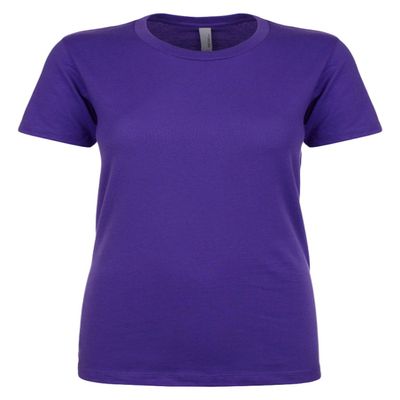 Next Level Apparel Women's 1X1 Rib Collar Jersey T-Shirt, Purple Rush, Large