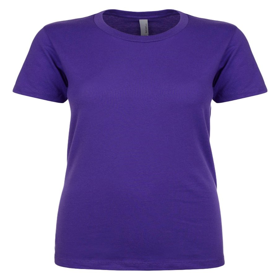 Next Level Apparel Women's 1X1 Rib Collar Jersey T-Shirt, Purple Rush, Large
