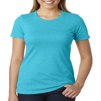 Next Level Women's CVC Ribknit Tear Away Crewneck T-Shirt, Bondi Blue, Small