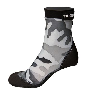 Tilos Sport Skin Socks for Adults and Kids, Protect Against Hot Sand & Sunburn for Water Sports & Beach Activities (S, Grey Camo)