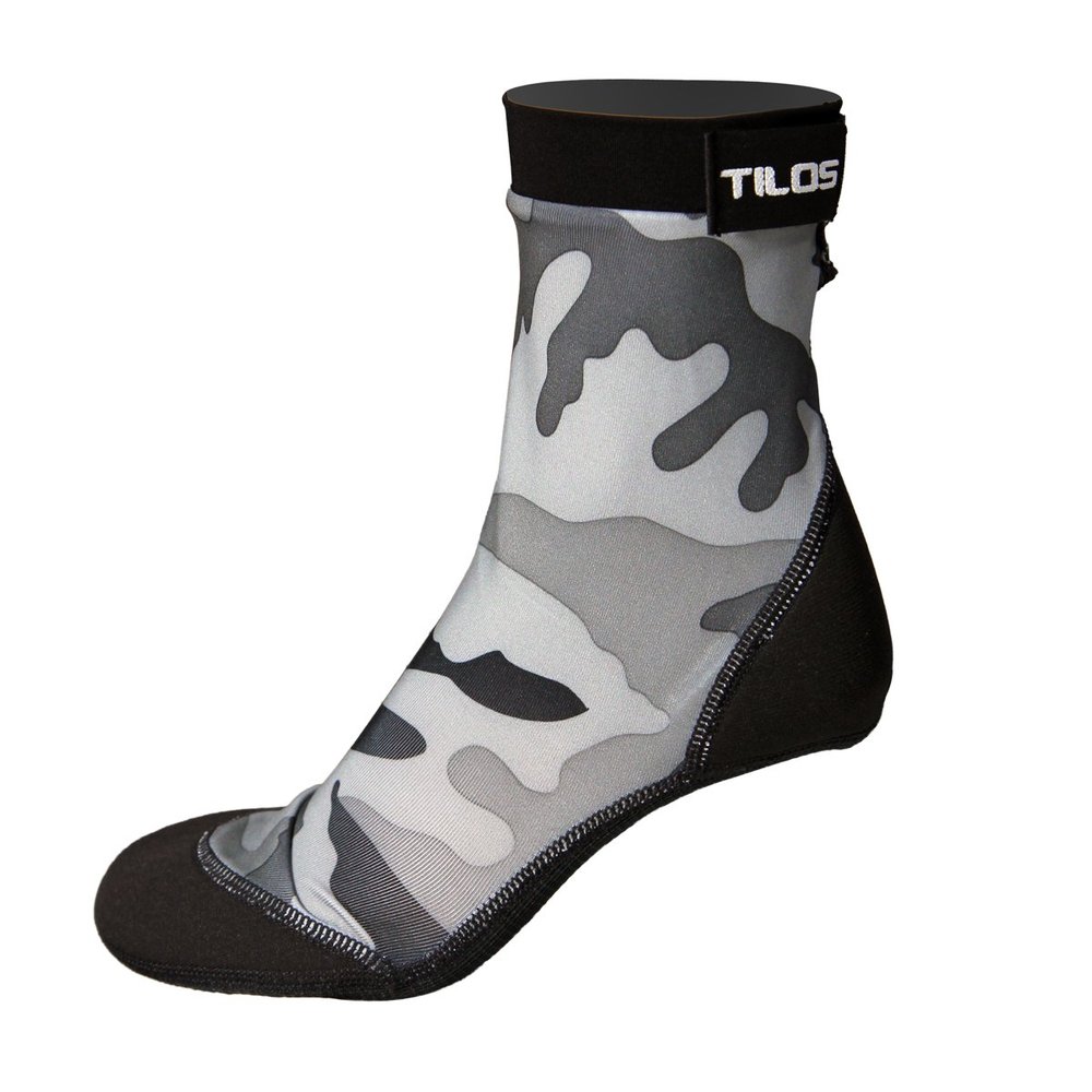 Tilos Sport Skin Socks for Adults and Kids, Protect Against Hot Sand & Sunburn for Water Sports & Beach Activities (2XL, Grey Camo)