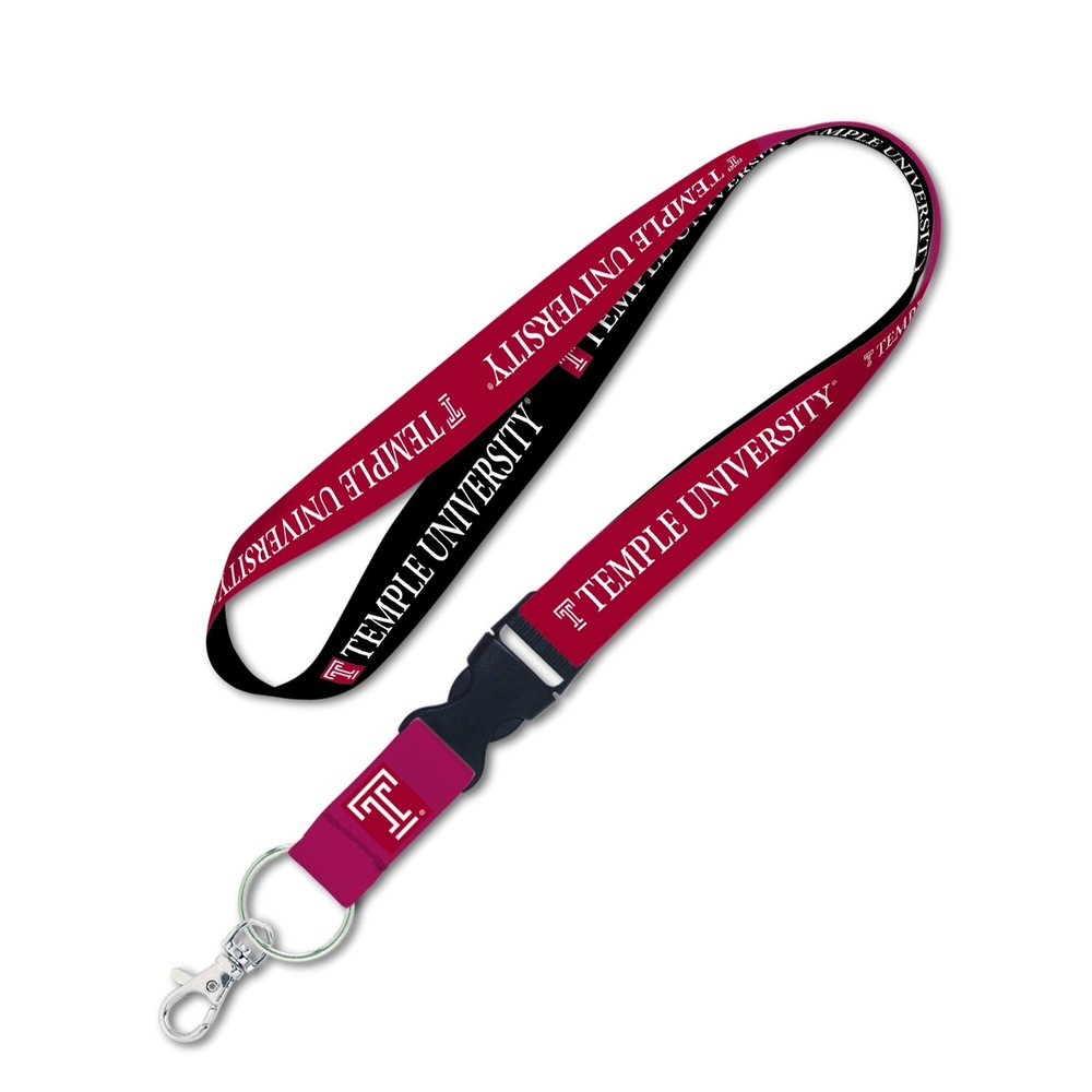 NCAA Temple Owls Lanyard with Detachable Buckle, 1-Inch