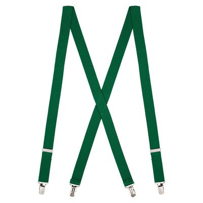 Suspender Store Solid Color 1-Inch Wide Elastic Suspenders - Sewn X-Back - Clip - 54" for 6'1" to 6'5" tall - Kelly Green