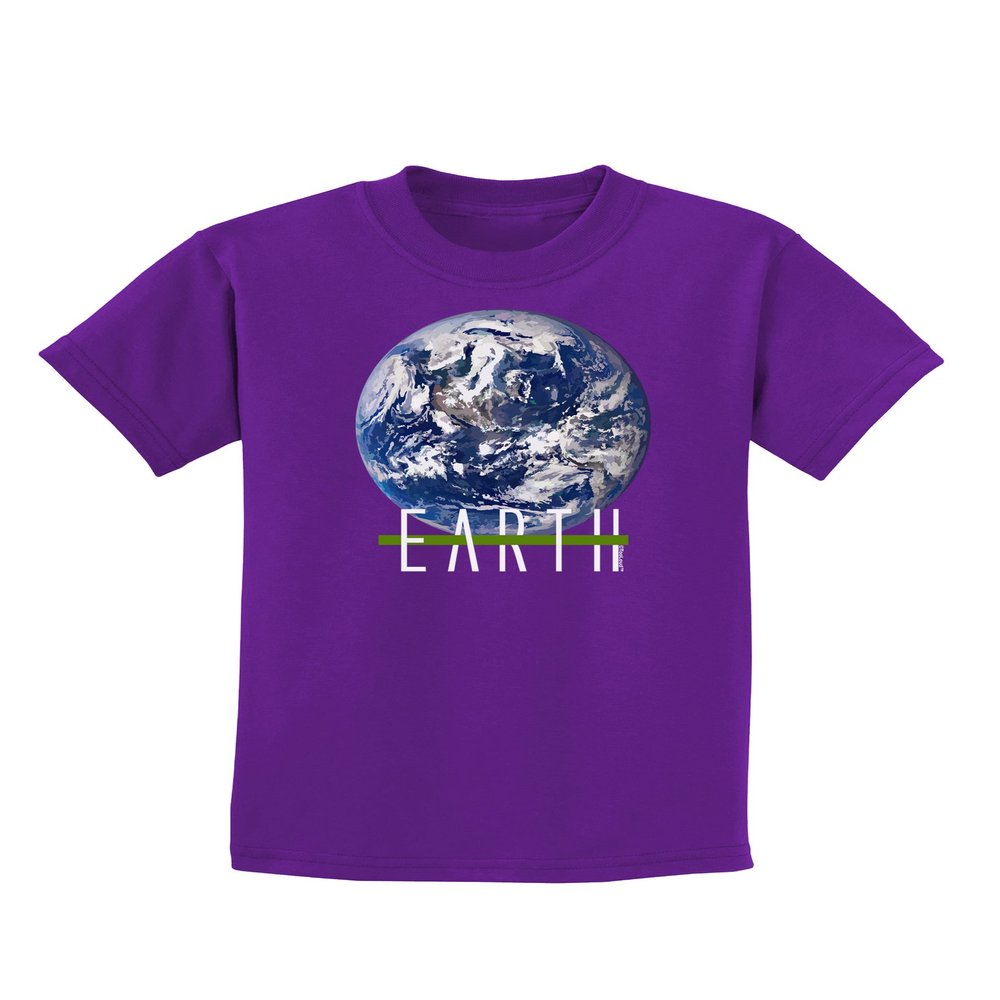 TOOLOUD Planet Earth Text Childrens Dark T-Shirt - Purple - Medium