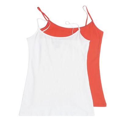 2 Pack Active Basic Women's Plus Size Basics Tank Top 2X White, Orange