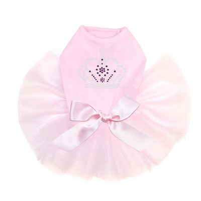 Crown #13 - Clear and Purple - Bling Rhinestone Dog Tutu Dress, XS Pink