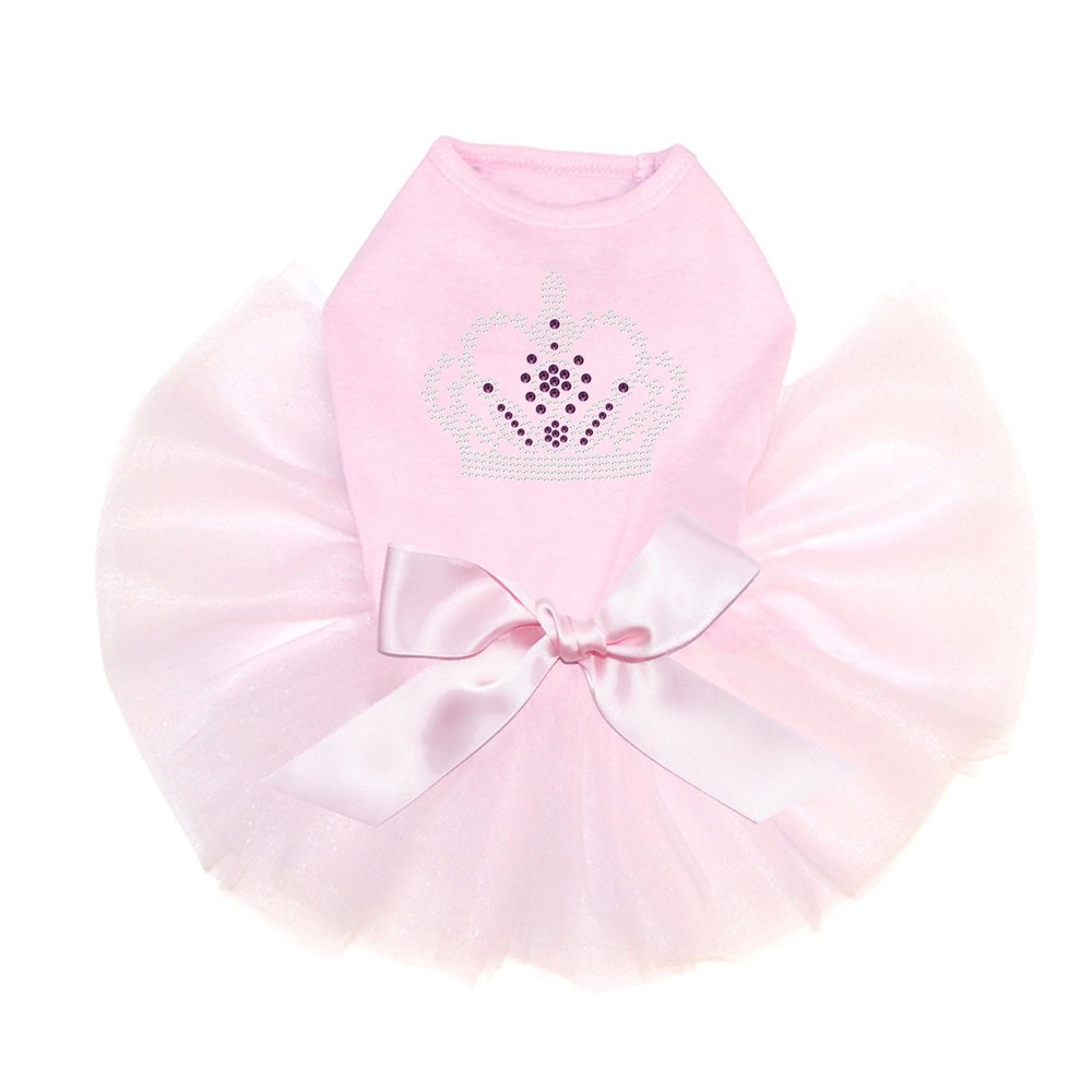 Crown #13 - Clear and Purple - Bling Rhinestone Dog Tutu Dress, XS Pink