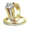 Marimor Jewelry His and Her 14K Gold Plated Stainless Steel 3 Piece Wedding Engagement Ring and Men's Band Set Women's Size 09 Men's Size 11 view 2