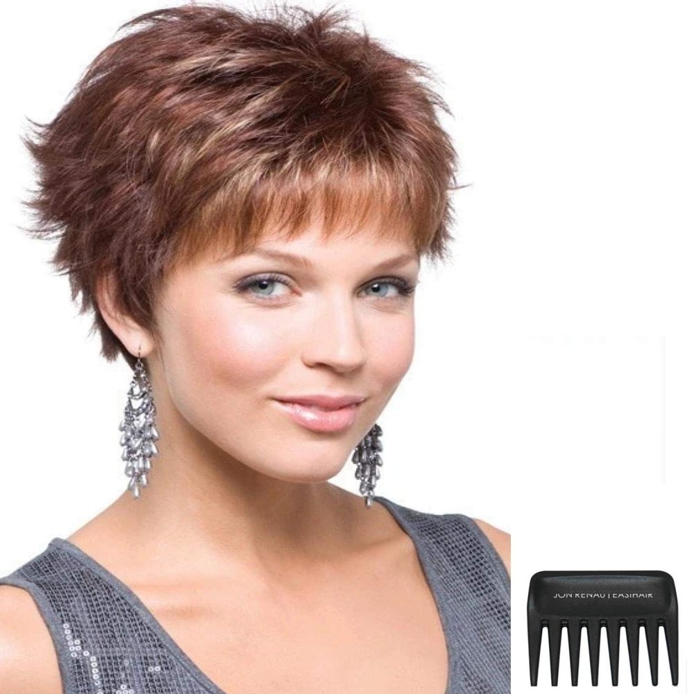 Bundle - 3 items: Lizzy Wig by Rene Paris, Christy's Wigs Q & A Booklet & Wide Tooth Comb - Color:CREAMY TOFFEE-R