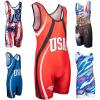 KO Sports Gear Unisex Wrestling Singlet for Adult Wrestlers - Wrestling Singlet for Men & Women - Bold Durable Uniform, Stretchy Breathable Material - USA Red, Adult XX-Large view 1