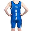 KO Sports Gear Unisex Wrestling Singlet for Adult Wrestlers - Wrestling Singlet for Men & Women - Bold Durable Uniform, Stretchy Breathable Material - USA Blue, Adult Small view 4
