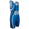 KO Sports Gear Unisex Wrestling Singlet for Youth Wrestlers - Wrestling Singlet for Boys & Girls - Bold Durable Uniform, Stretchy Breathable Material - USA Blue, Youth X-Small view 2