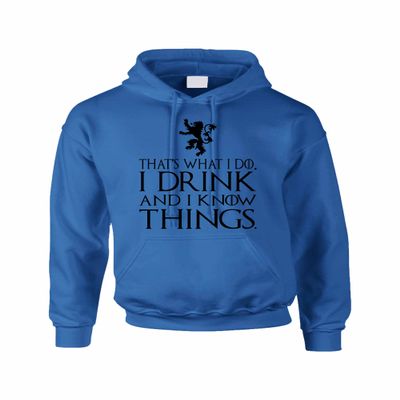 ALLNTRENDS Adult Hoodie That's What I Do I Drink And I Know Things (M, Royal Blue)