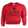 ALLNTRENDS Adult Crewneck That's What I Do I Drink and I Know Things Top (2XL, Red)