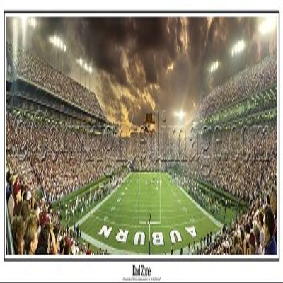 Alabama at Auburn Iron Bowl at Jordan Hare Stadium End Zone - NCAA Collage 13.5x39 Panoramic Poster. Frame Dimensions 15.5x41 Deluxe Double Matt & Black "Mahogany" Wood Frame with Plexi Glass #5006