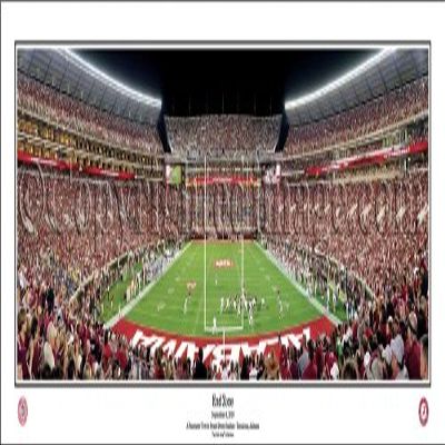 Alabama Crimson Tide Bryant Denny Stadium, Tuscaloosa, AL End Zone - NCAA 13.5x39 Panoramic Poster. Frame Dimensions 15.5x41 Deluxe Black "Mahogany" Wood Frame with Plexi Glass #5030